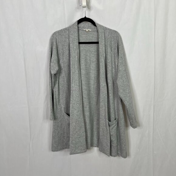 Eileen Fisher Gray Organic Cotton Open Front Cardigan Women's Size L - Picture 1 of 7